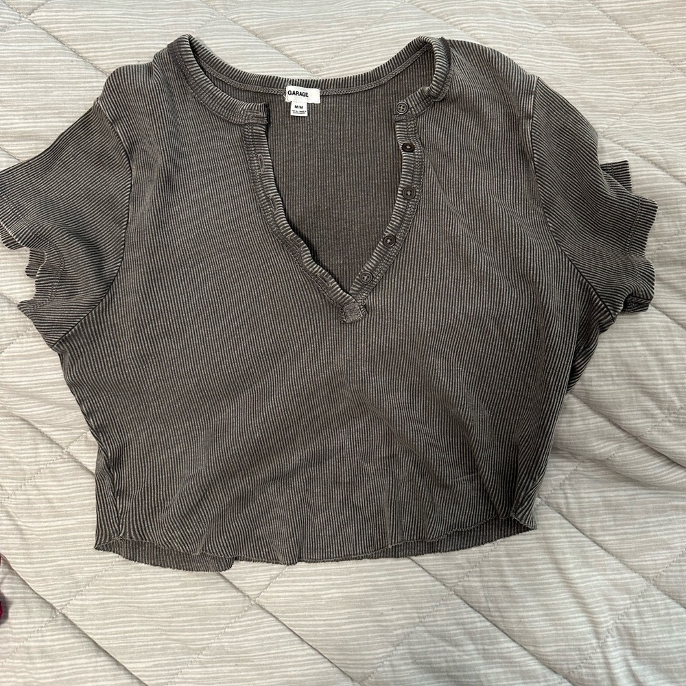 Garage Dark Grey Crop Top